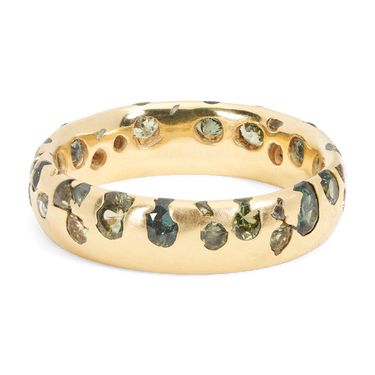 Wide Green Confetti Ring - Made to Order